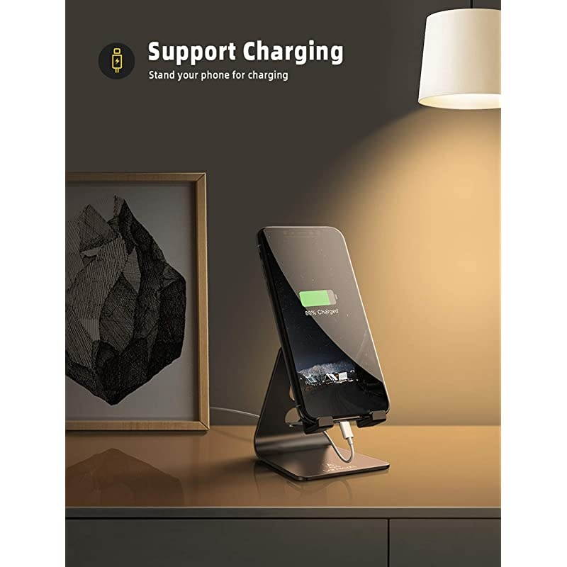 Adjustable Cell Phone Stand  Phone Stand Update Version Cradle Dock Holder Suitable to Switch iPhone 8 X 7 6 6s Plus 5 5s 5c Charging Accessories Desk All Android Smartphone Black