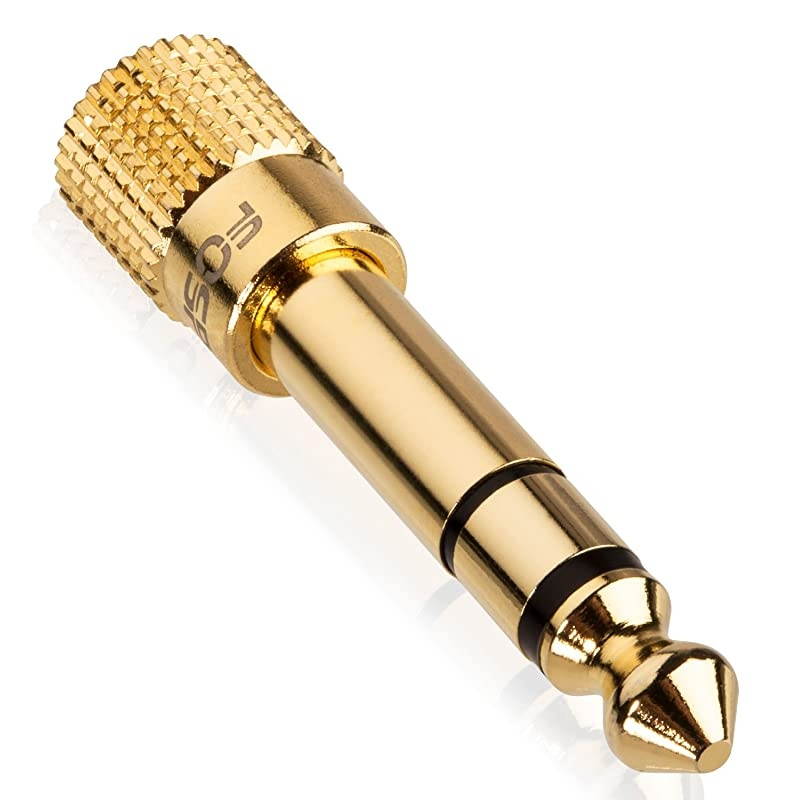 6.35mm (1/4 inch) Male to 3.5mm (1/8 inch) Female 3-Conductor TRS AUX Stereo Audio Headphone Jack Adapter - 24K Gold Plated (1 Pack)