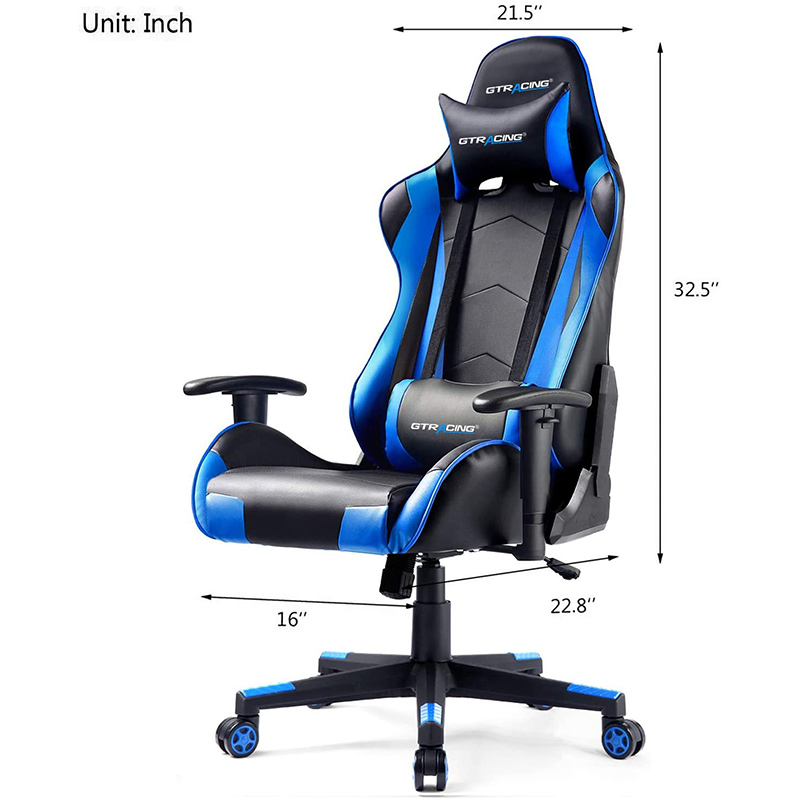 GTRACING Gaming Chair Racing Office Computer Ergonomic Video Game Chair Backrest and Seat Height Adjustable Swivel Recliner with Headrest and Lumbar Pillow Esports Chair