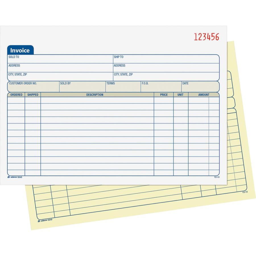 Adams Carbonless Invoice Book