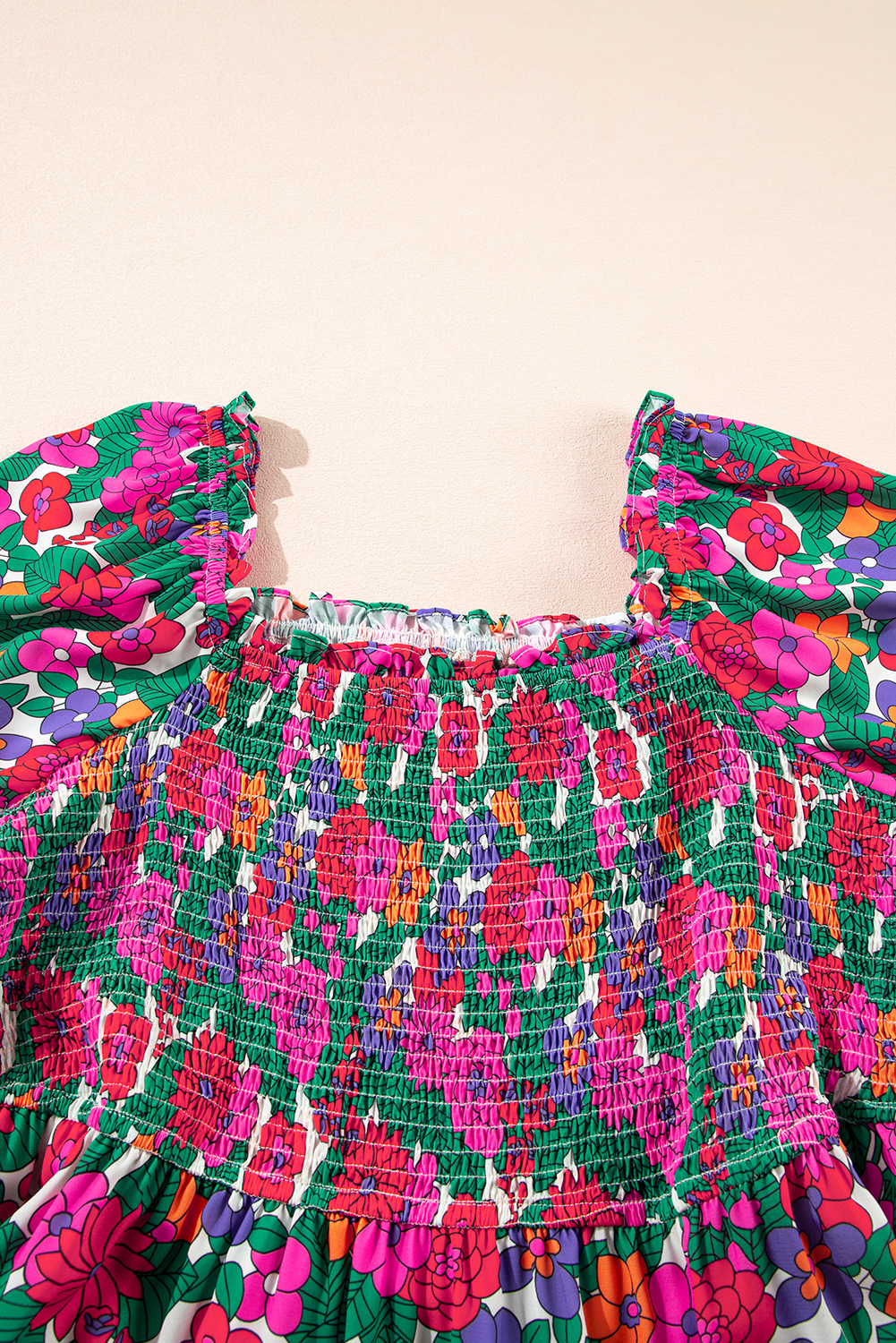 Black Leopard Patchwork Split Neck Ruffle Plus Size Dress