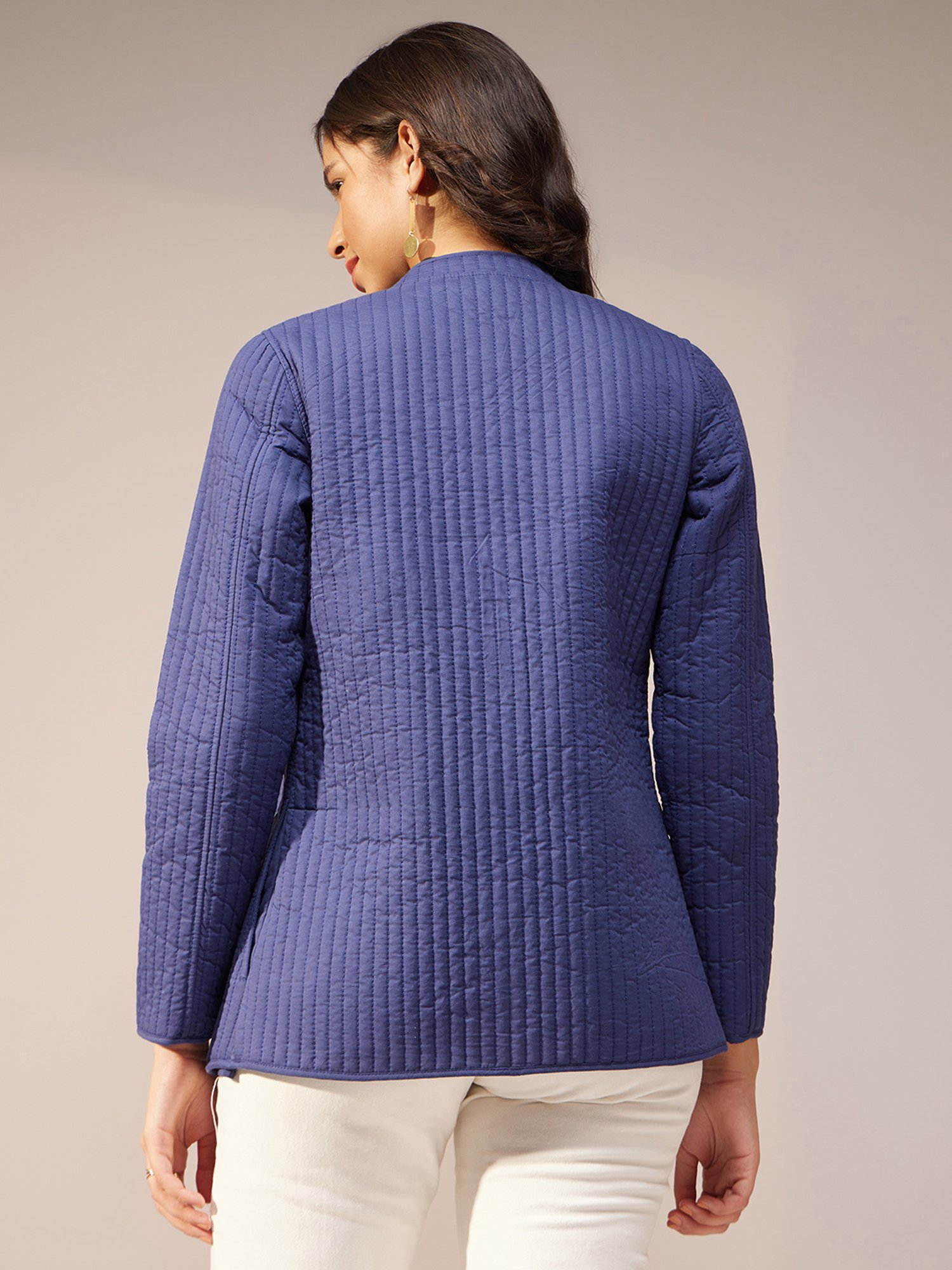 Pink Fort Navy Quilted Jacket