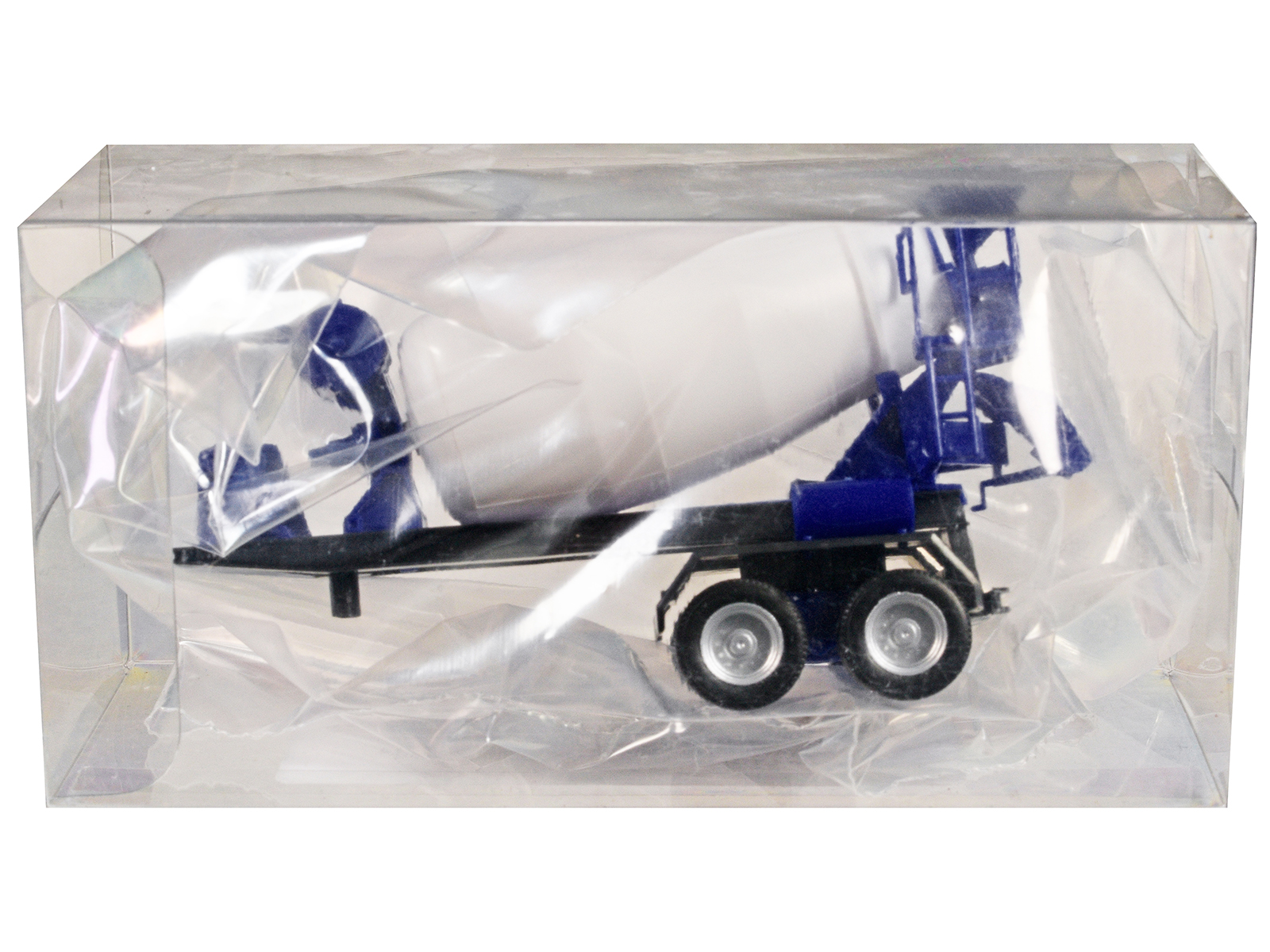 2-Axle Cement Mixer Trailer White and Blue 1/87 (HO) Plastic Model by Promotex