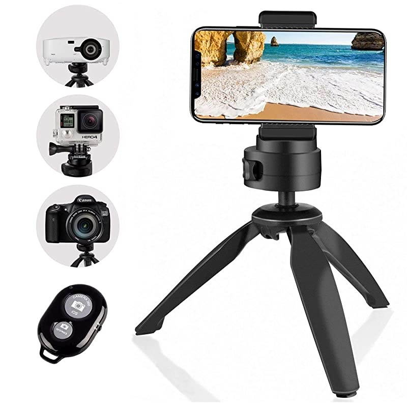 Heavy Duty Tripod  Phone Camera Tabletop Mini Tripod Cell Phone Clip Holder Compatible with iPhone Smartphones Gopro Webcams Compact Cameras DSLRs