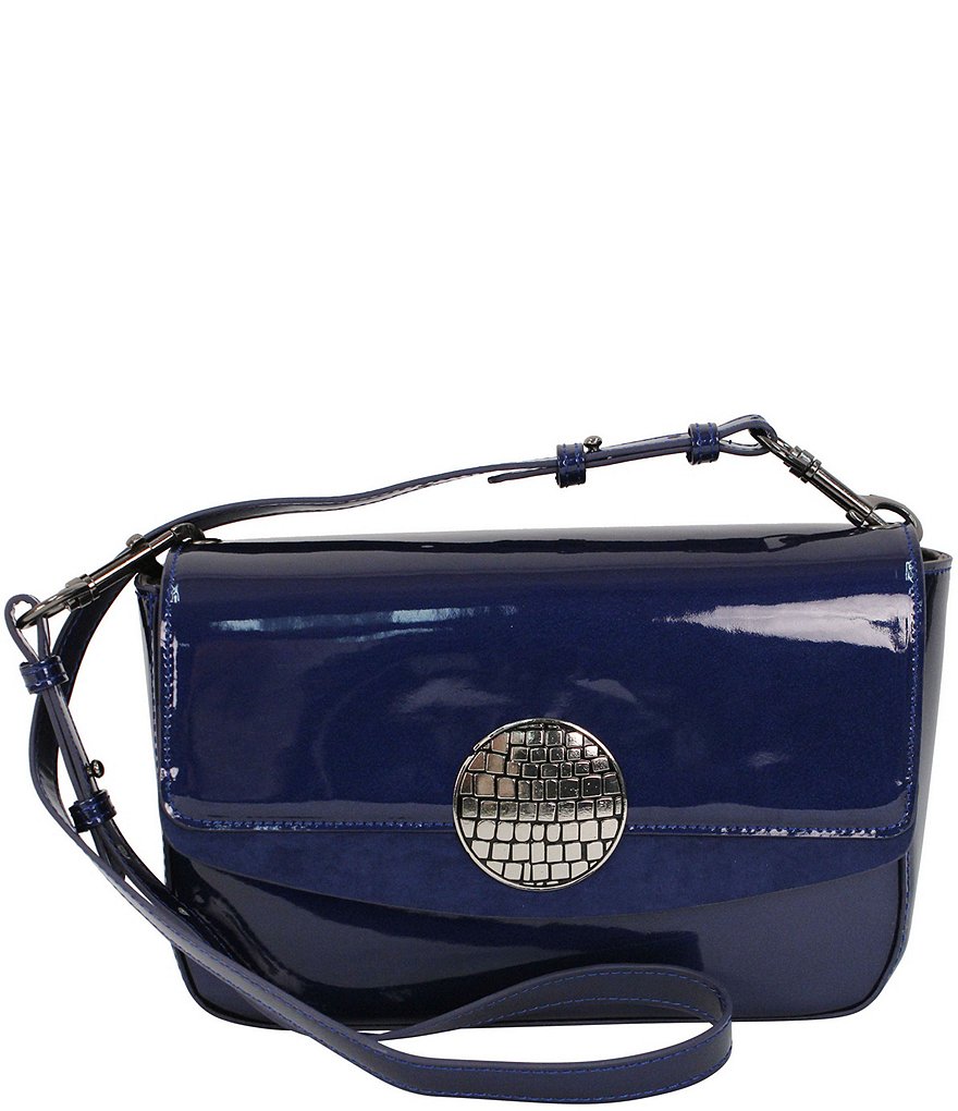 J. Renee 10500 Pearlized Patent Convertible Flap Shoulder Bag