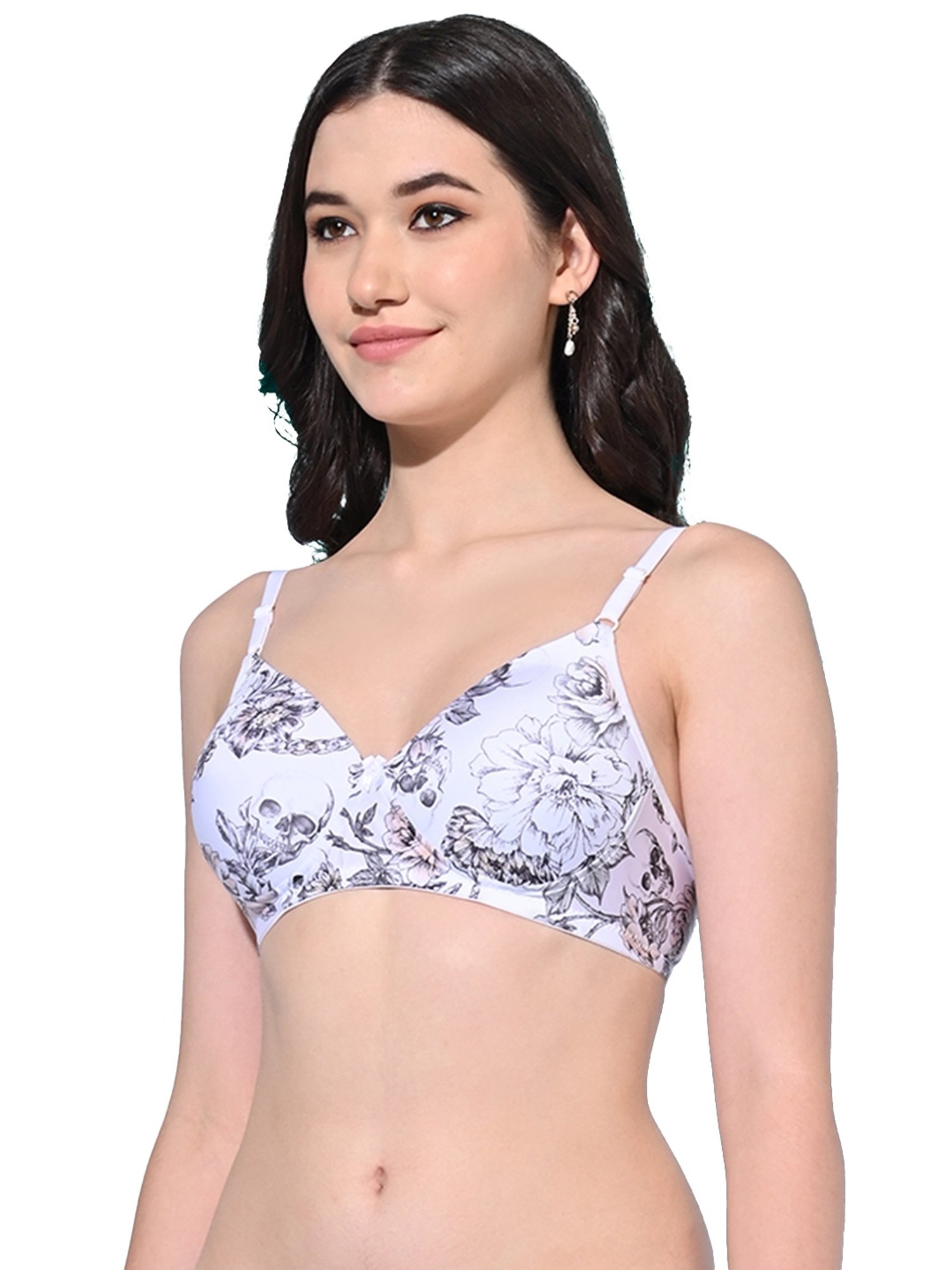 FIMS White Printed Bra