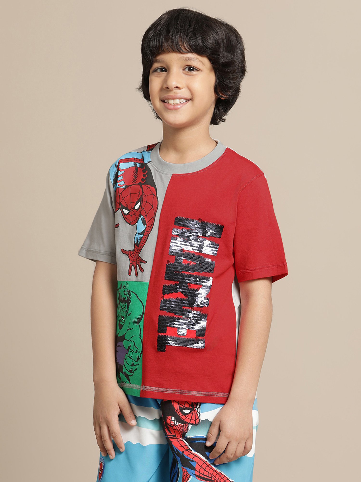 Kidsville Avengers Multicolor Embellished T-Shirt For Boys