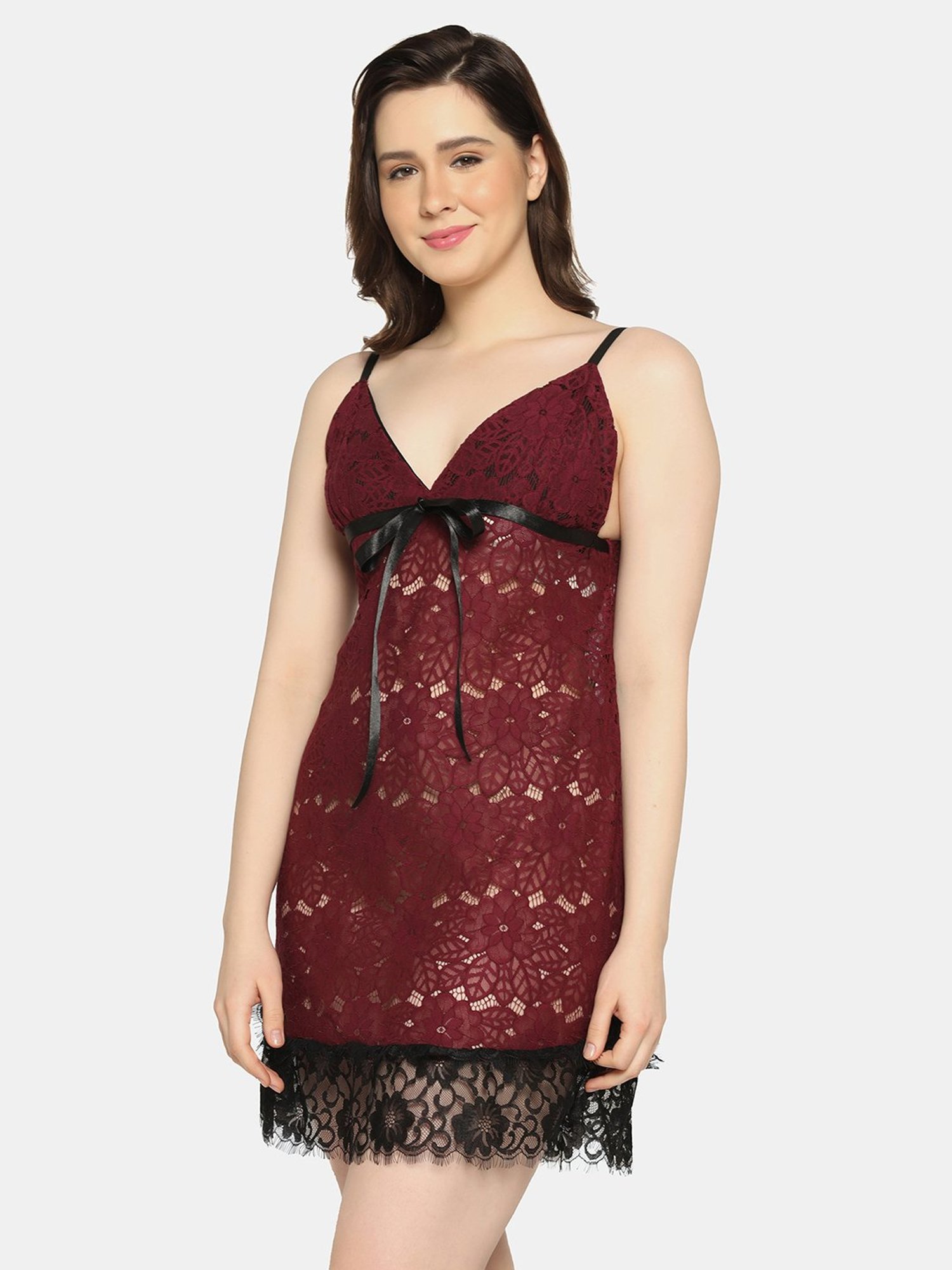 Da Intimo Wine Lace Babydoll