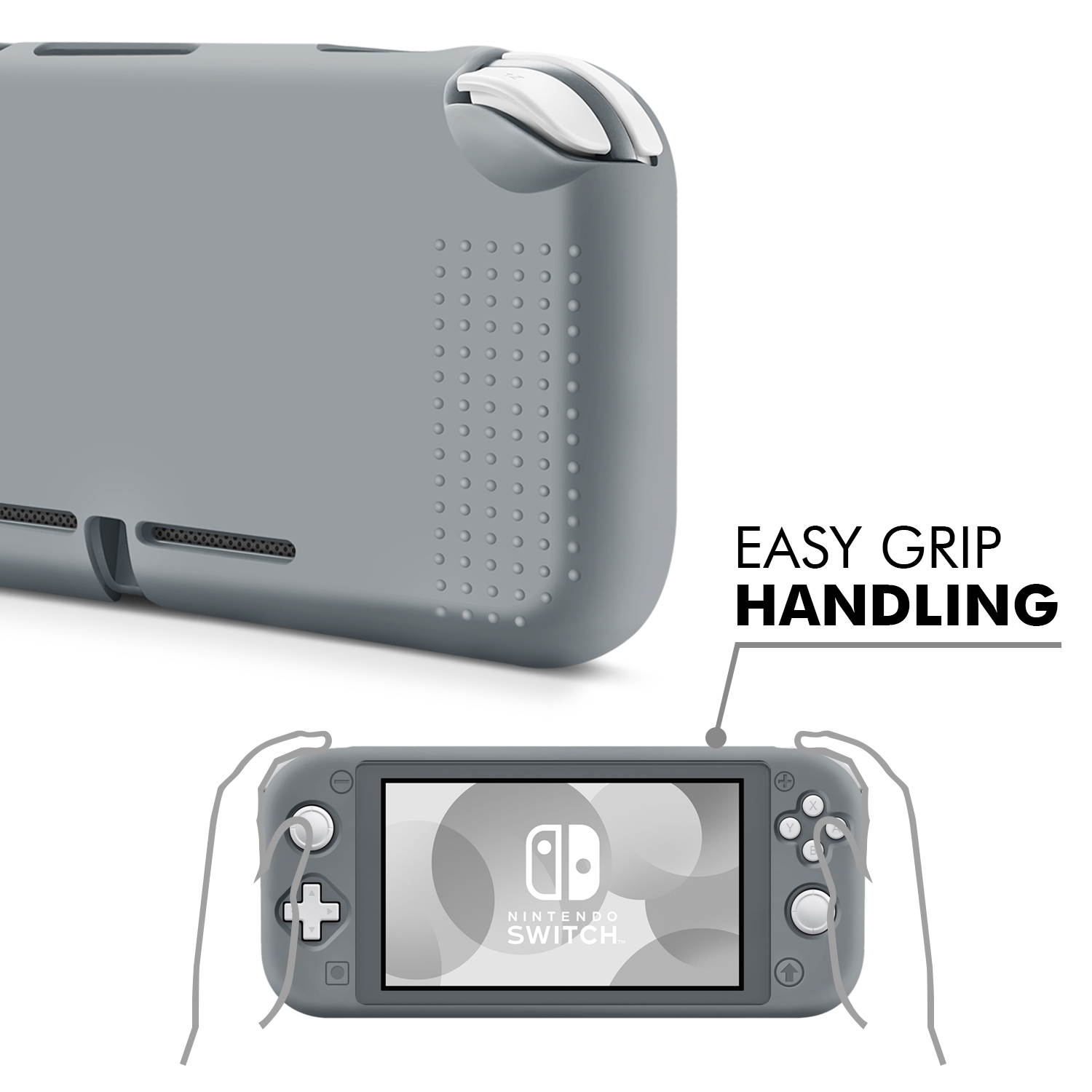 Silicone Case for Nintendo Switch Lite Full Console Skin Suit Cover Protection (Gray) Soft Comfort Grip Enhance, Lightweight, Slim, Scratch & Shock Protector Protective Shell