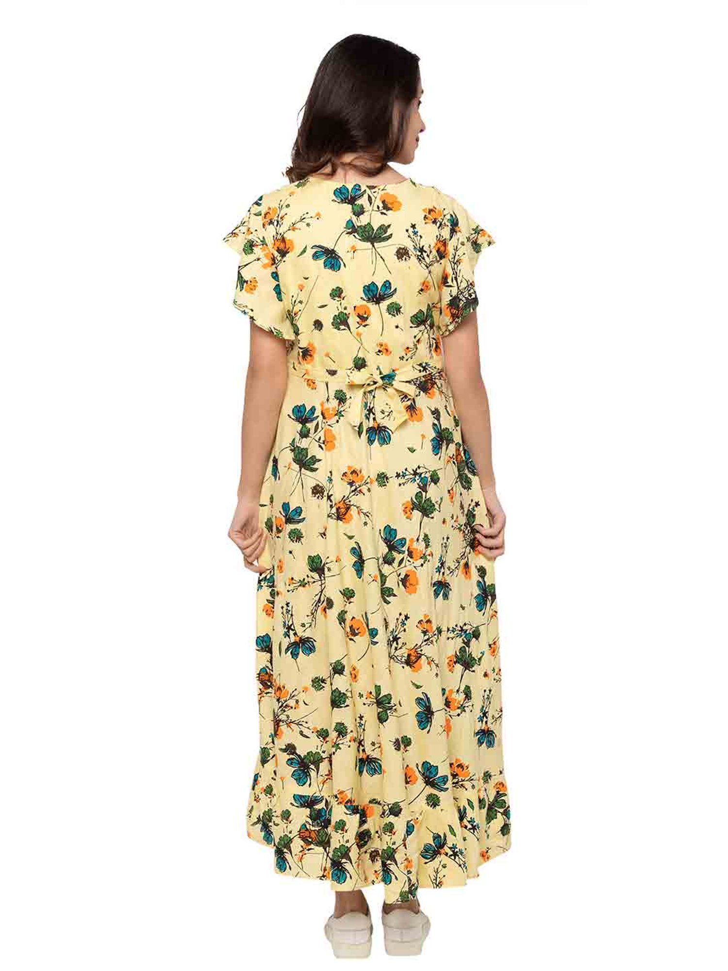 MomToBe Yellow Floral Print Maternity Dress