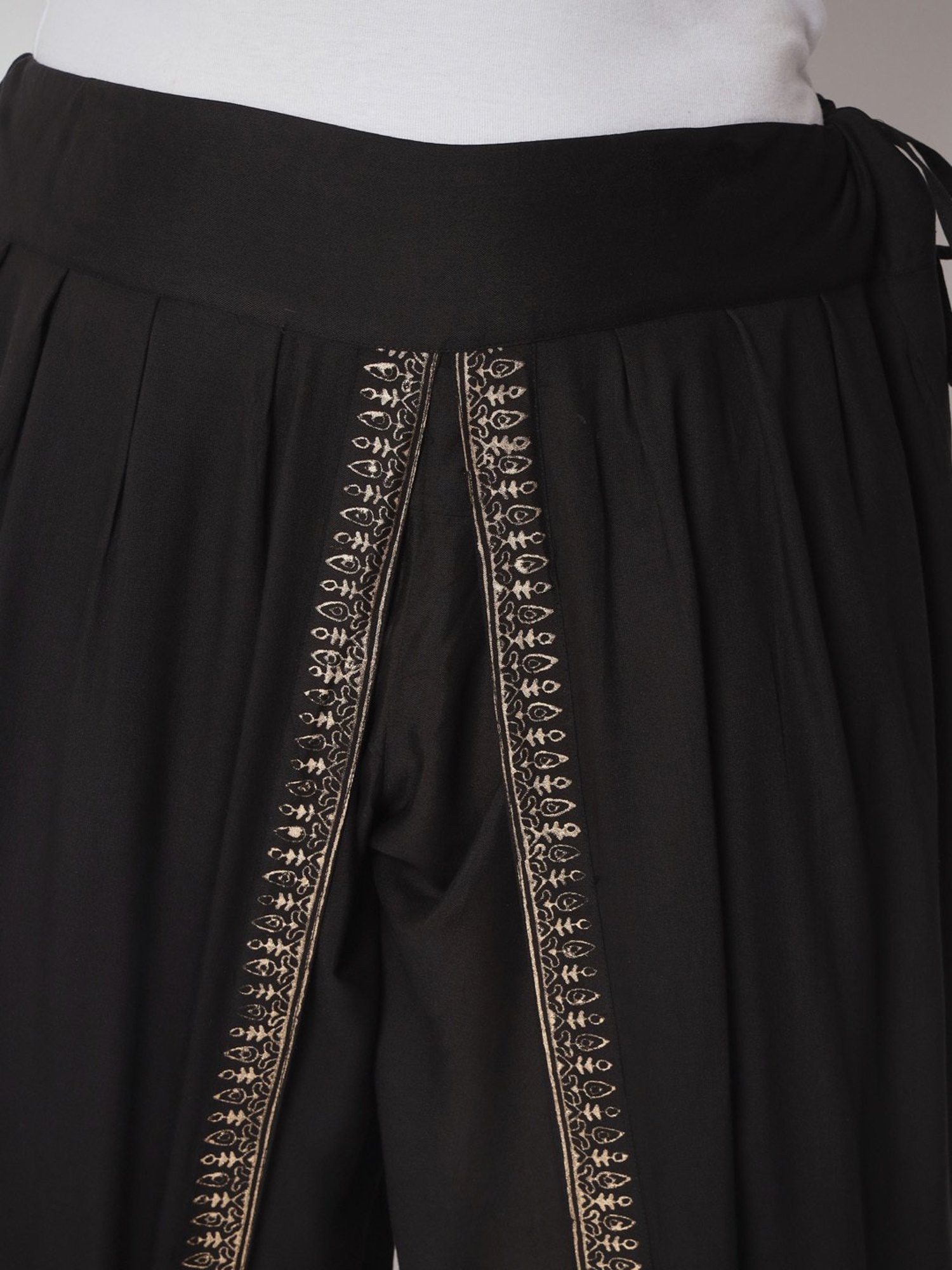 9rasa Black Printed Plus Size Dhoti Pants