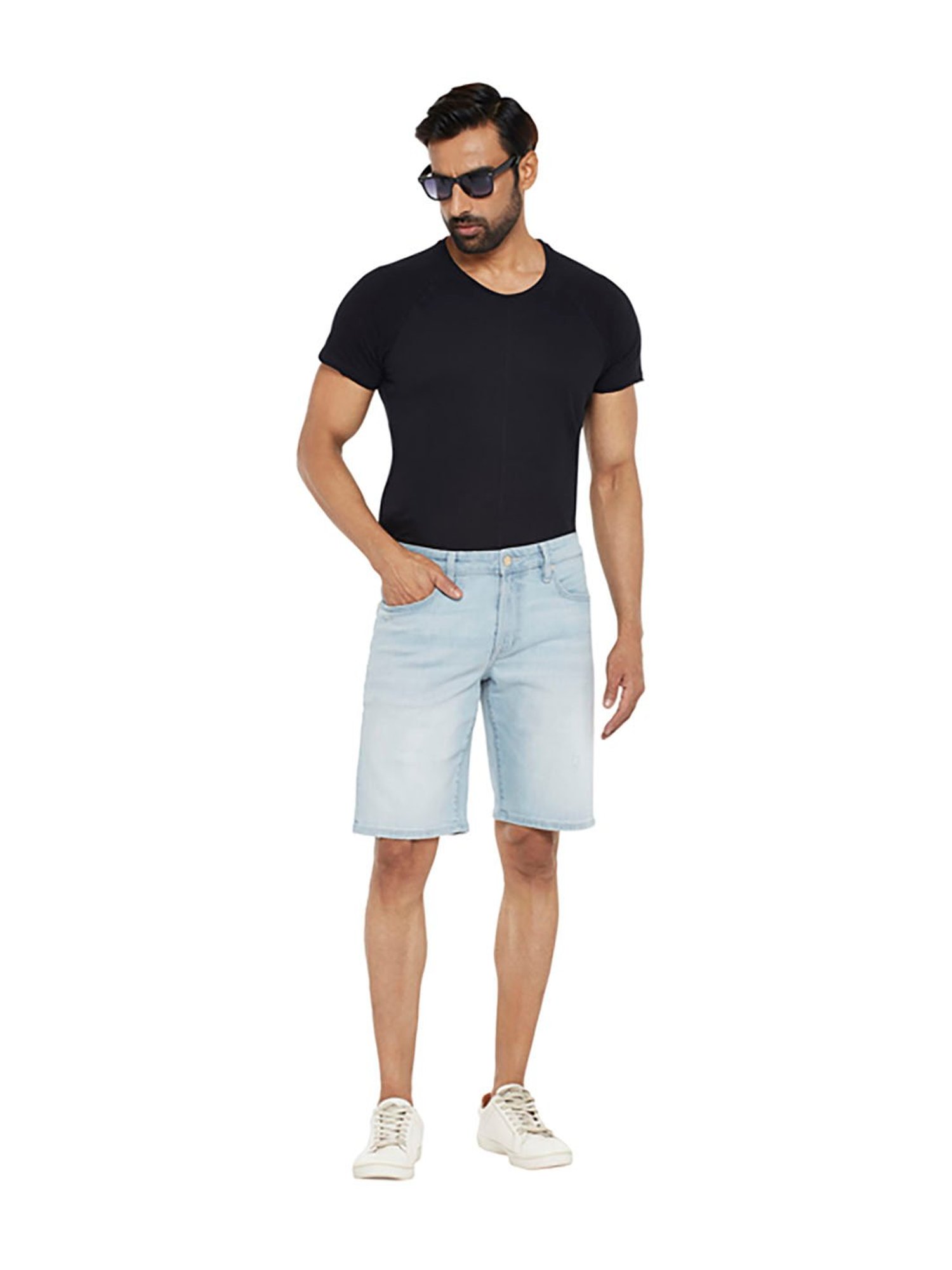 EVERBLUE Blue Midrise Shorts