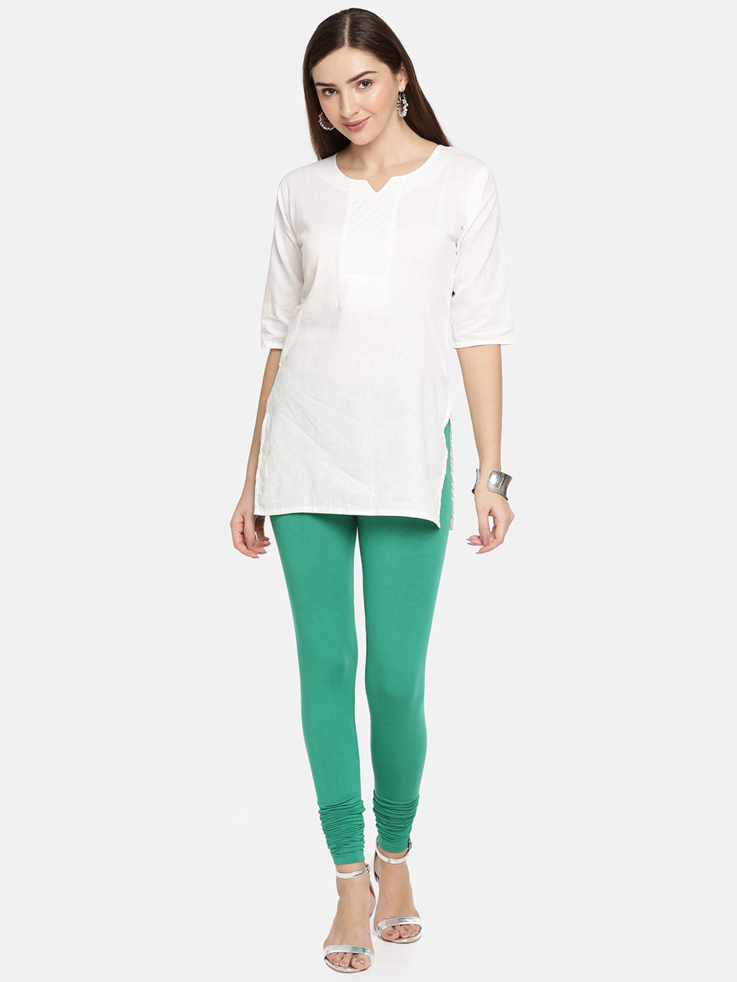 TWIN BIRDS Green Full Length Leggings