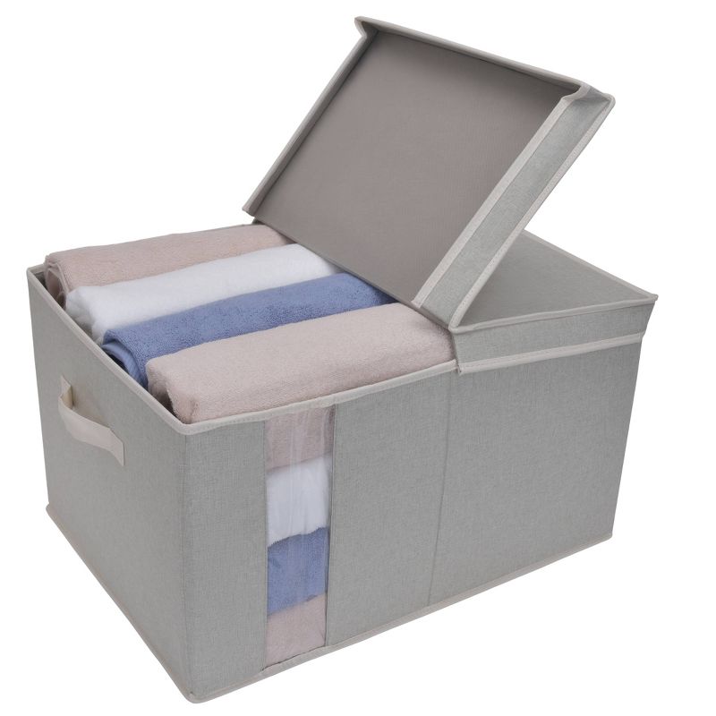 StorageWorks 65L Fabric Storage Bin Lid and Window Comfort Gray