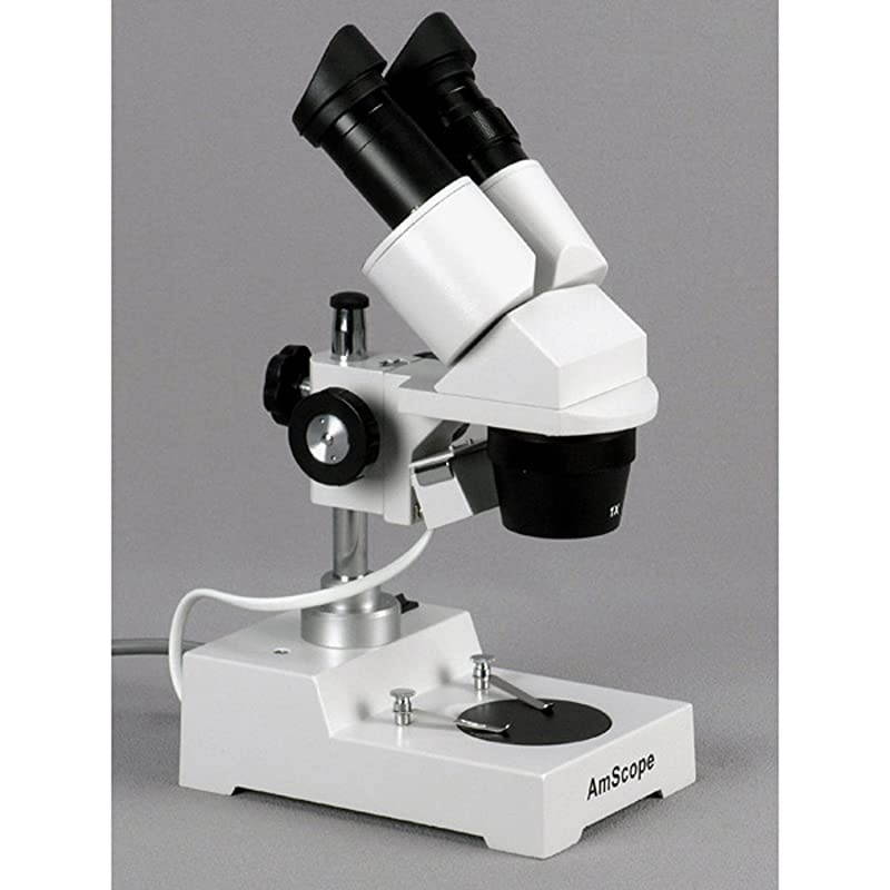 SE303-PZ Binocular Stereo Microscope, WF10x and WF20x Eyepieces, 10X/20X/30X/60X Magnification, 1X and 3X Objectives, Tungsten Lighting, Reversible Black/White Stage Plate, Pillar Stand, 110V