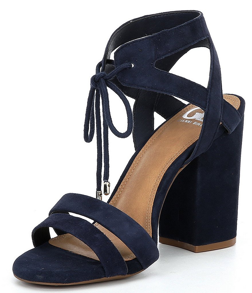 GB After-Hours Suede Strappy Block Heel Sandals