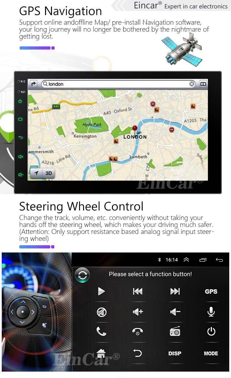 EINCAR Double Din Car Stereo Autoradio Bluetooth System 7 INCH Android 10.0 2 Din Head Unit GPS Navigation In Dash 1080p Video Audio Player Support WiFi USB SD Mirrorlink Capacitive Touchscreen