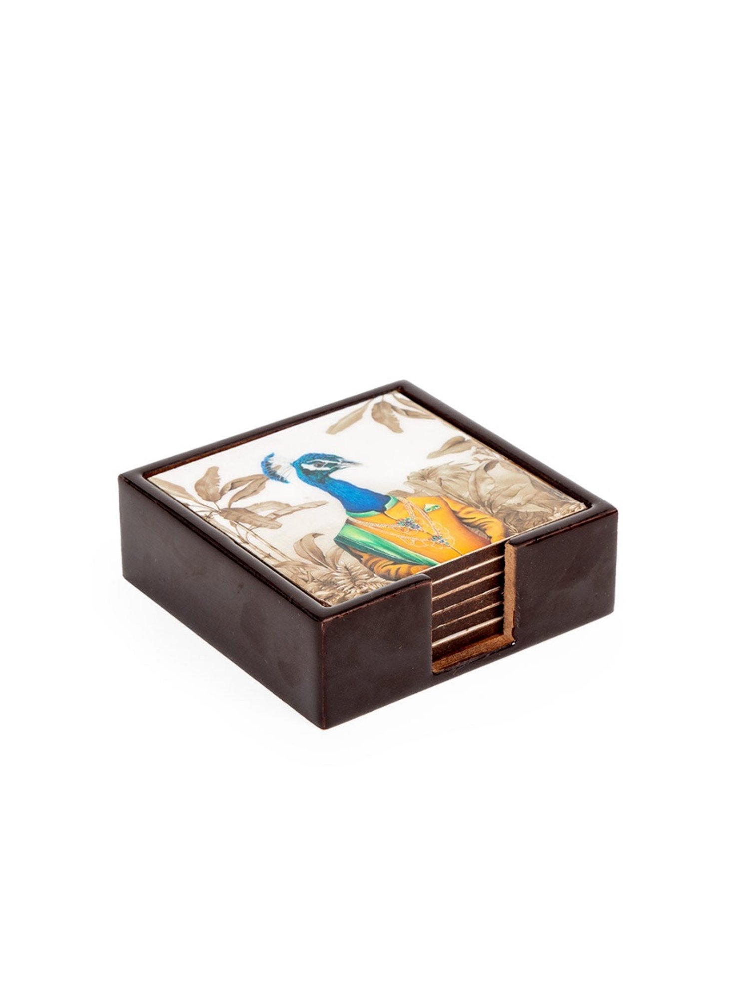 Home4U Quirky Kingdom Printed Multicolor Engineered Wood Coaster (6 Pcs)