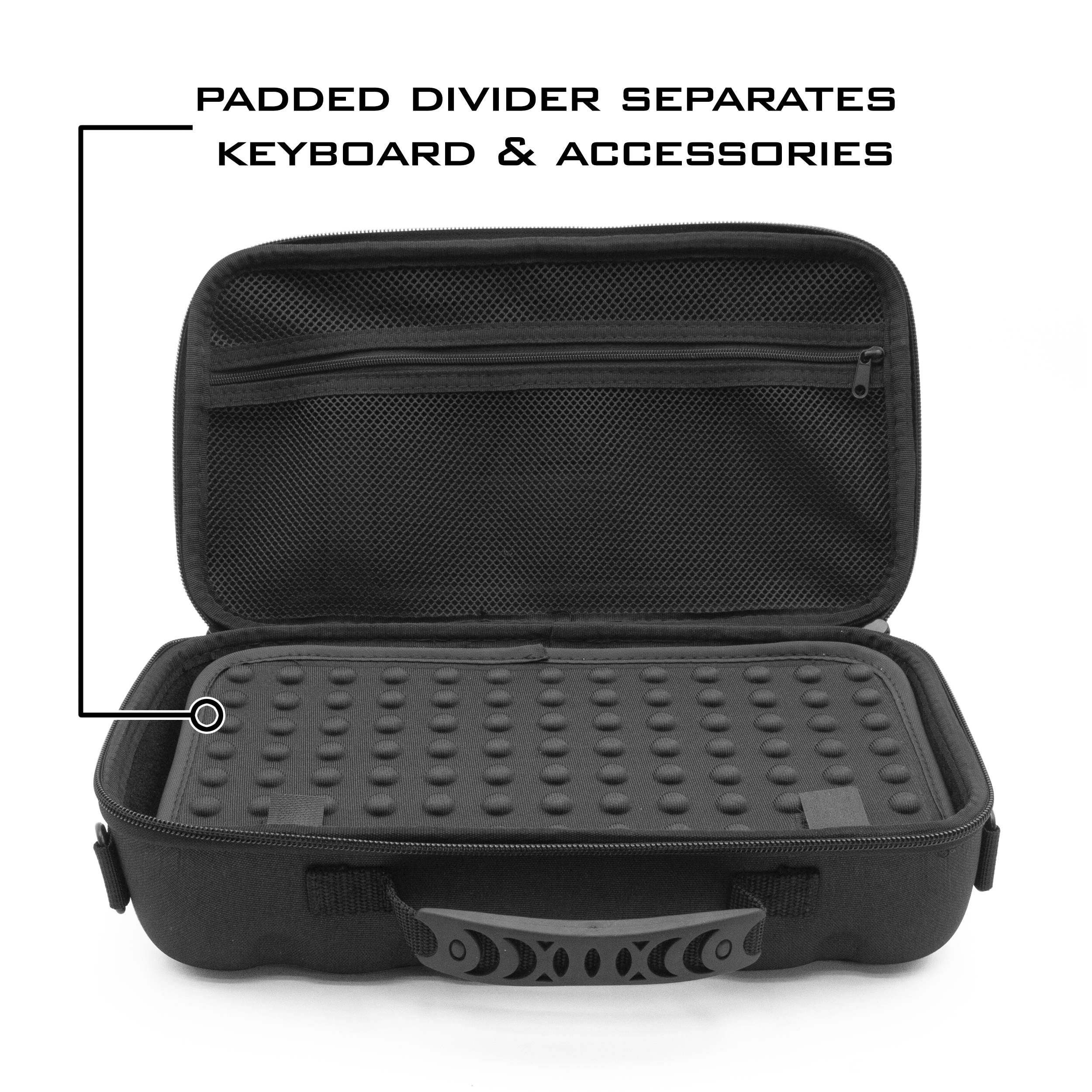 CM 60% Keyboard Case fits Razer Huntsman Mini, HK Gaming GK61, KEMOVE Snowfox, DIERYA DK61E & More 61 Keys up to 11.5" - Travel Case with Shoulder Strap and Netted Accessory Storage