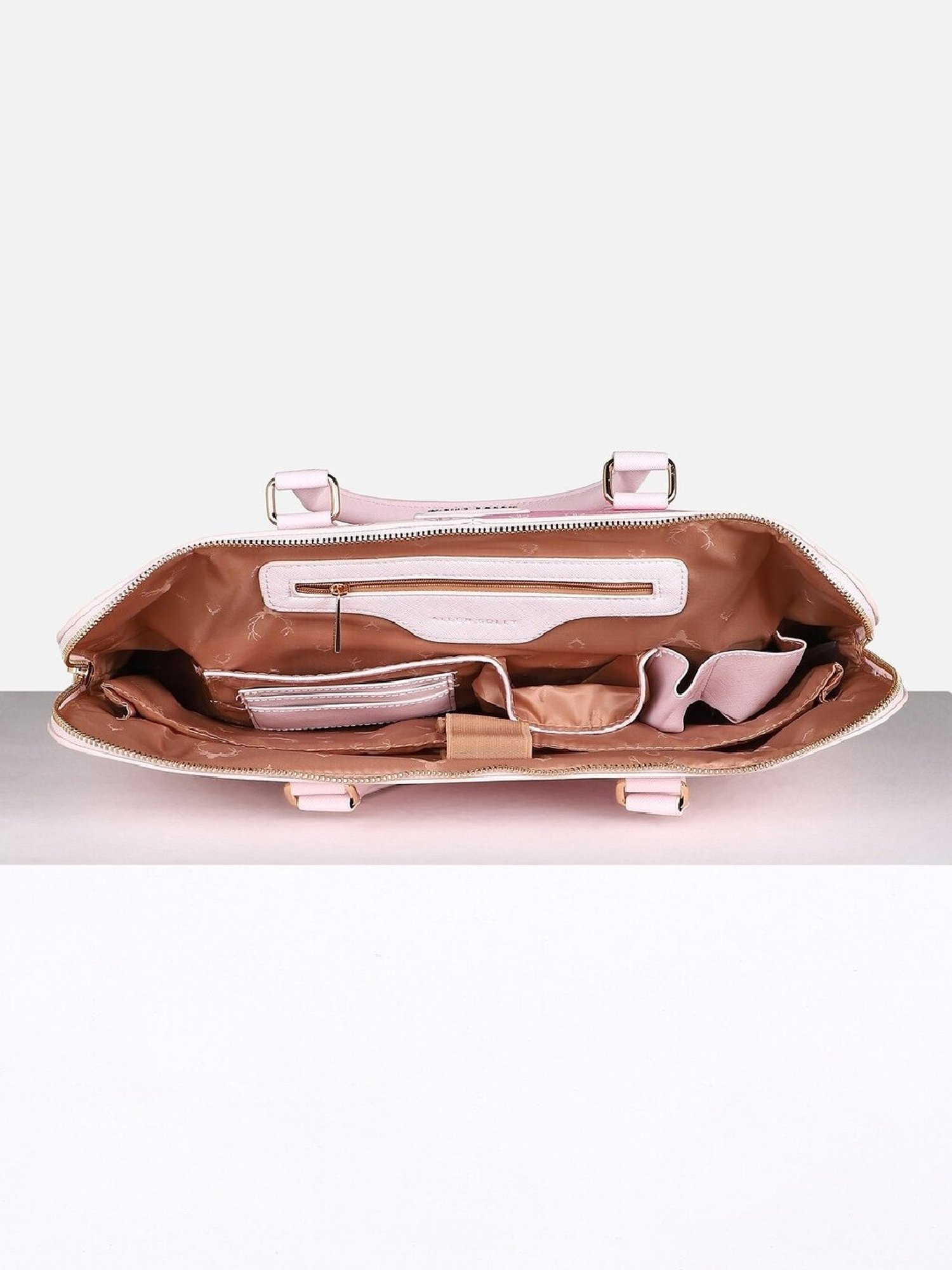 Allen Solly Pink PU Laptop Messenger Bag