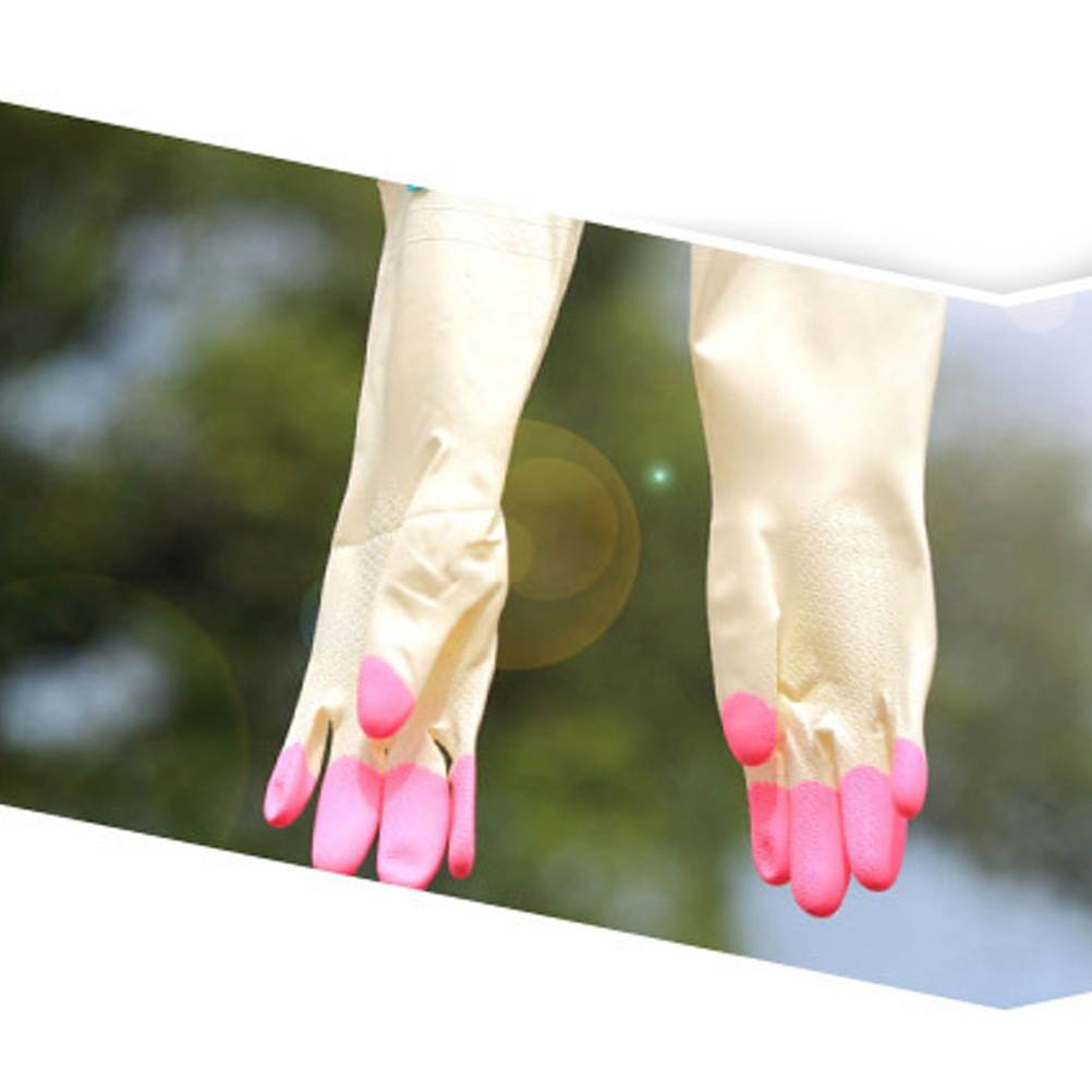 3 Pair Kitchen Rubber Cleaning Gloves Reusable Household Anti-skid Waterproof Oilproof Dishwashing Latex Gloves Size