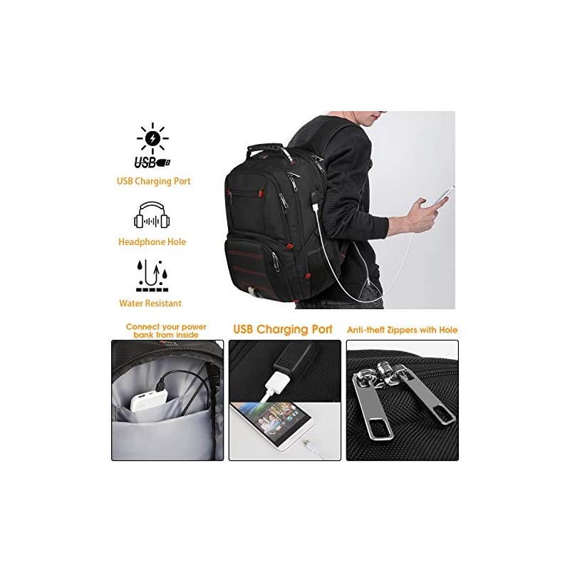 Large BackpackTravel Laptop Backpack TSA Friendly Durable Computer Backpack with USB Charging Port for MenWomenWaterResistant Big Business College School Bookbag Fits 17 Inch LaptopNotebook