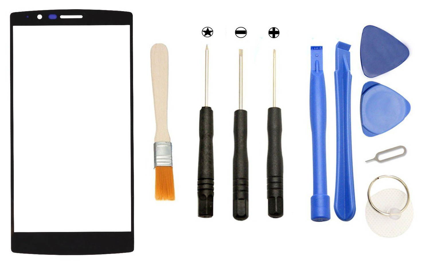 Games&Tech Black Outer LCD Front Screen Glass Lens Repair Replacement + Tools for LG G4 H810 H811 H815 VS986 LS991 F500L