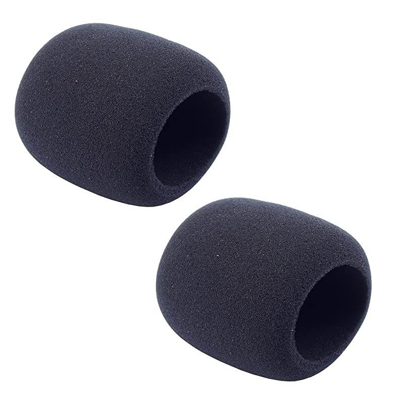 F33 Acoustic Foam Microphone Windscreen 2 Pack for Large Diameter Handheld Mics and Portable Recorders Inner Size 46mm Diameter x 66mm Length