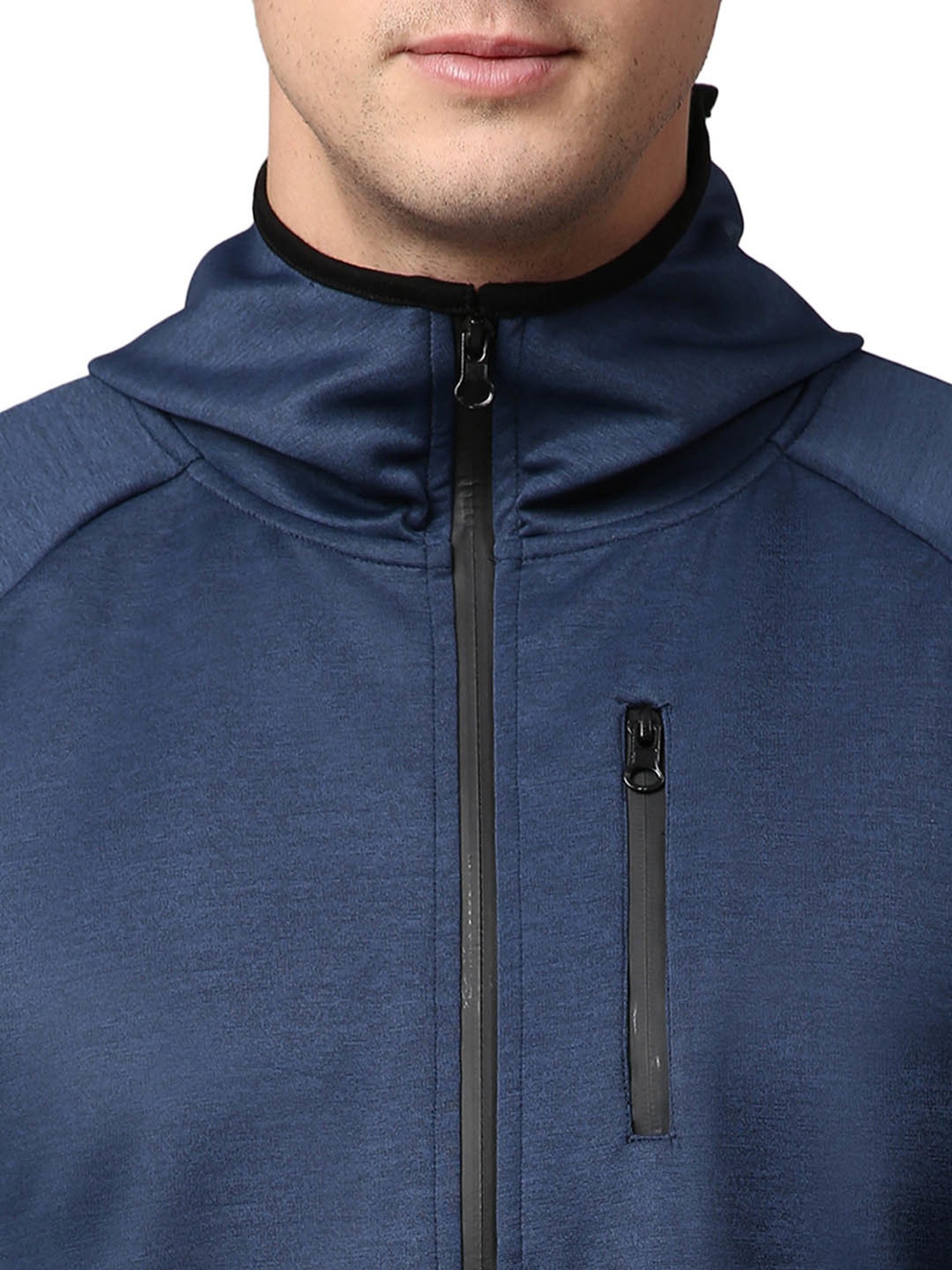 Slowave Navy Regular Fit Hooded Jacket