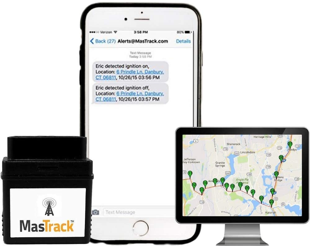 MasTrack- Premium Car GPS Tracker W/No Monthly Fee | Track On Computer Smartphone | Track Fleet Monitoring, Teens, Family| Plug to OBD Port for Alerts & Engine Diagnostics&hellip;