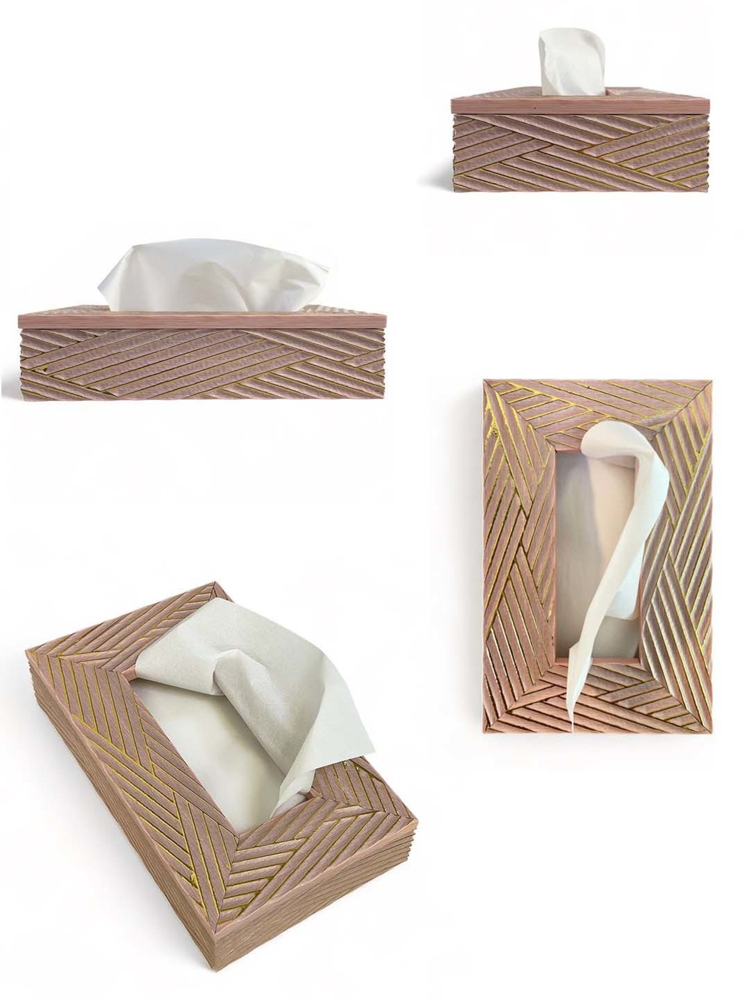 Art Street Pink Engineered Wood Rectangle Tissue Paper Napkin Box