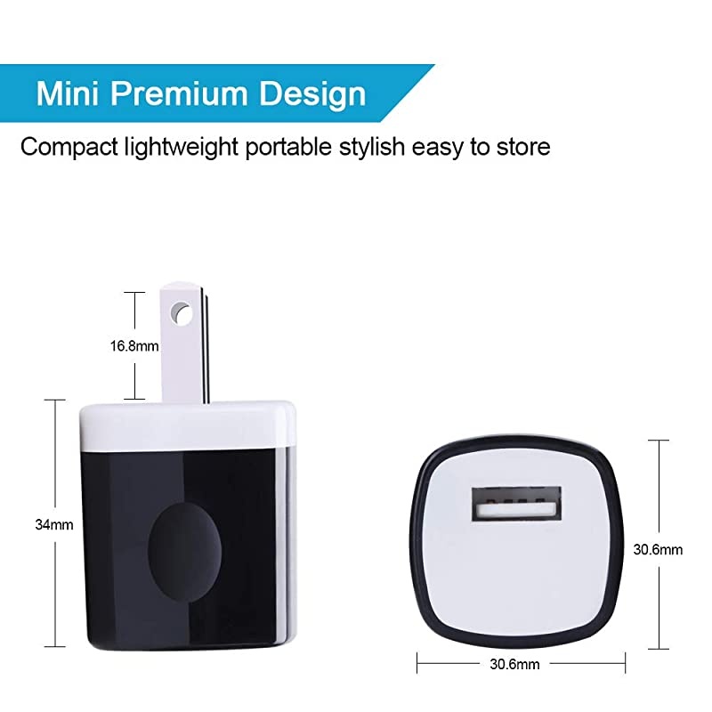 Port USB Wall Charger, Charging Block, 5Pack Travel 1A USB Charger Cube Brick Charger Boxes Compatible iPhXs Max/X/8 Plus/7/6S Plus, Samsung Galaxy S10e S10 S9 S8 Plus/S7/Note 9/8, LG G8 G7