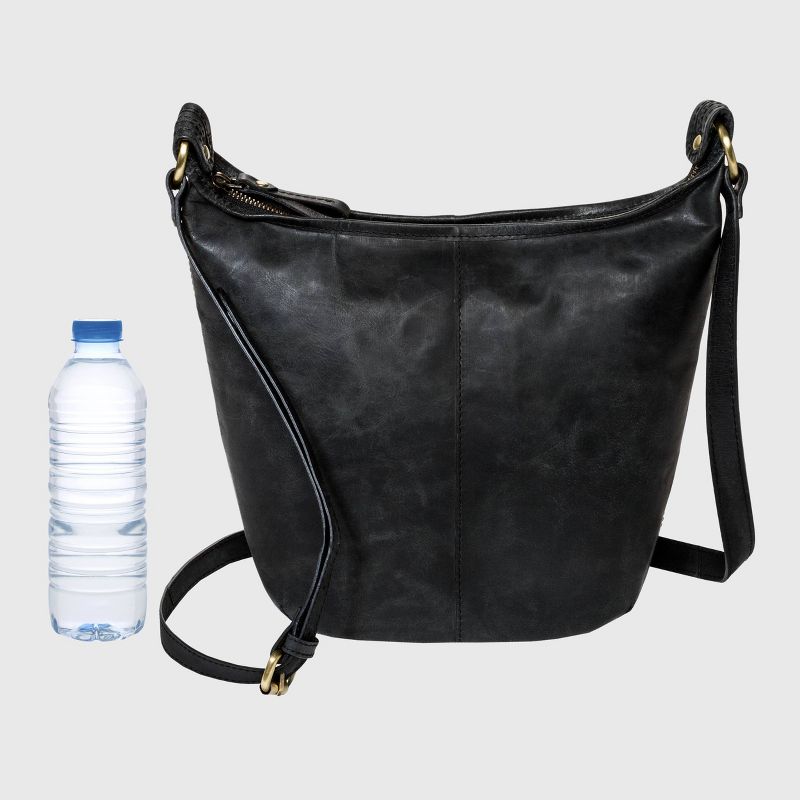 Bolo Zip Closure Shoulder Bag - Black