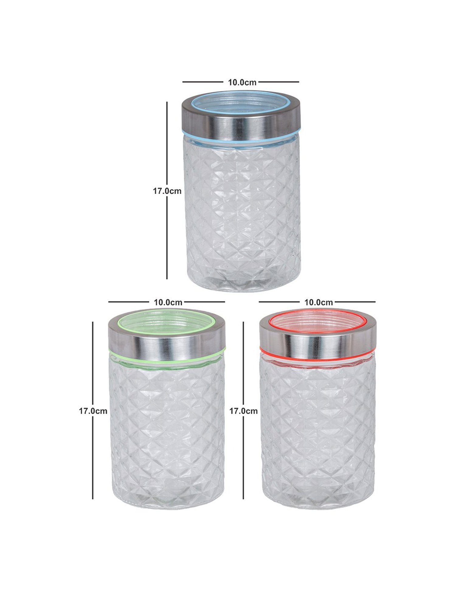 Goodhomes Transparent Glass Storage Jar - Set of 3