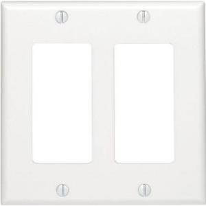 Cable Wholesale 2 Hole, Dual Gang, Decora Wall Plate White