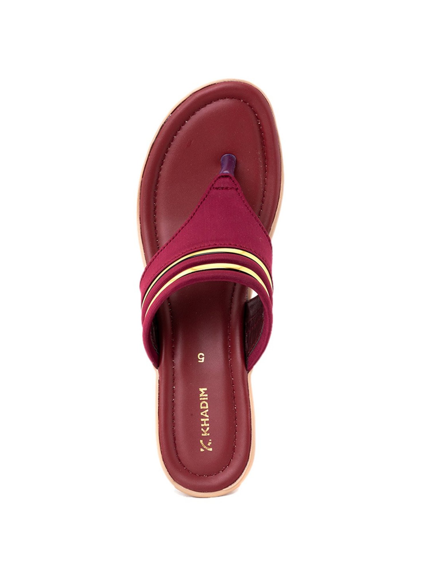Khadim Women's Maroon Thong Wedges