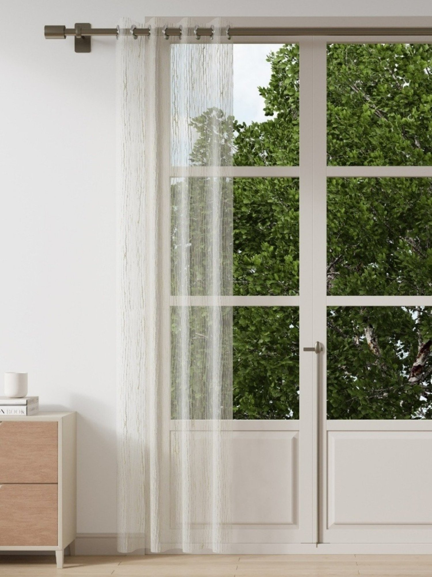 DDecor White Self Polyester 9 ft Long Door Curtain