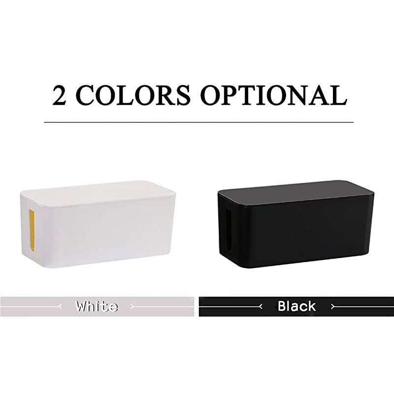 of 3 3 Cable Management Boxes + 3 Wire Ties Large Cord Box Organizers to Hold and Hide Power Strip Charger Adapter Power Cord Charging Station USB HUB White