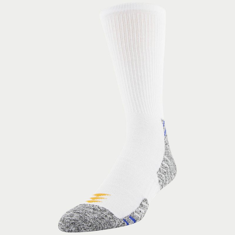 PowerSox Men's Sport 6pk Swervy Short Crew Athletic Socks - White/Blue 6-12.5