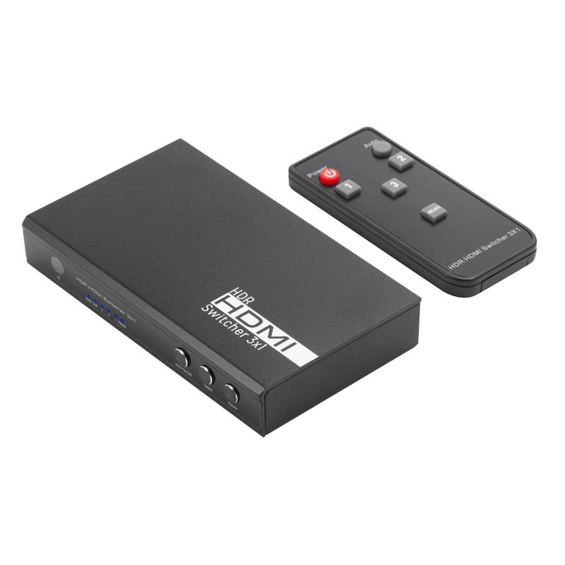 Insten 3-Port 4K HDMI 2.0 Switch 3x1 Automatic Switcher with Remote, 4K@60Hz 18Gbps HDCP 2.2 UltraHD 3D HDR10 for HDTV PS4 Xbox One Blu-Ray Projector