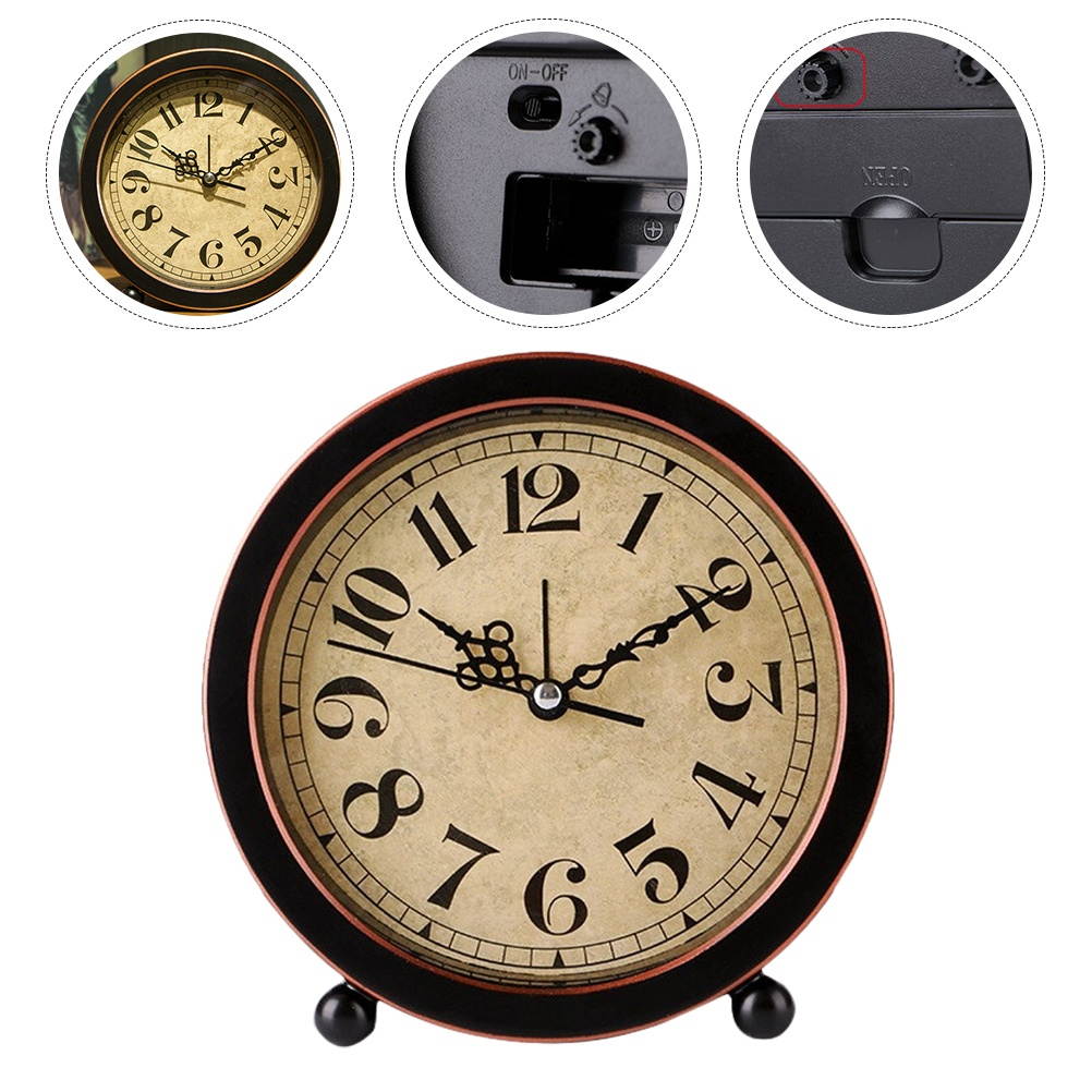 Retro Desktop Clock Household Alarm Clock Mute Bedside Clock for Daily Use