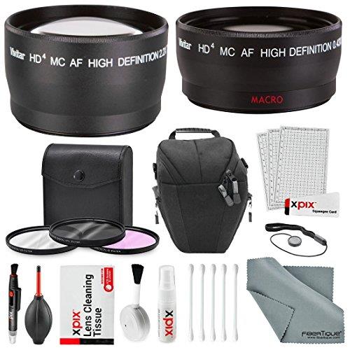 52MM 2.2x Telephoto and HD 0.43X Wide Angle w/ Basic Photo and Travel Bag for...