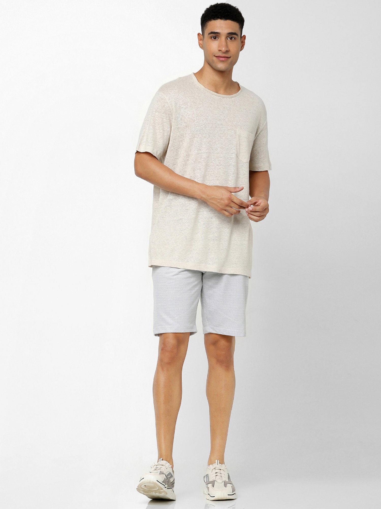 Celio* White Cotton Regular Fit Shorts