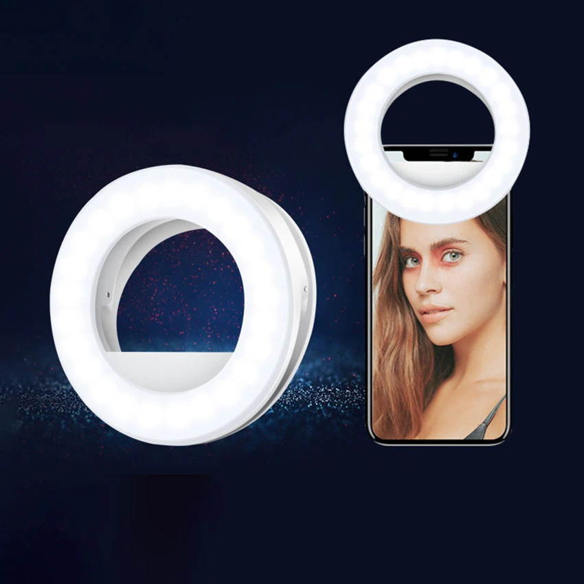 Dimming Selfie Light Rechargeable Portable Clip-on Selfie Fill Ring Light for Smart Phone Photography, Camera Video, Makes up