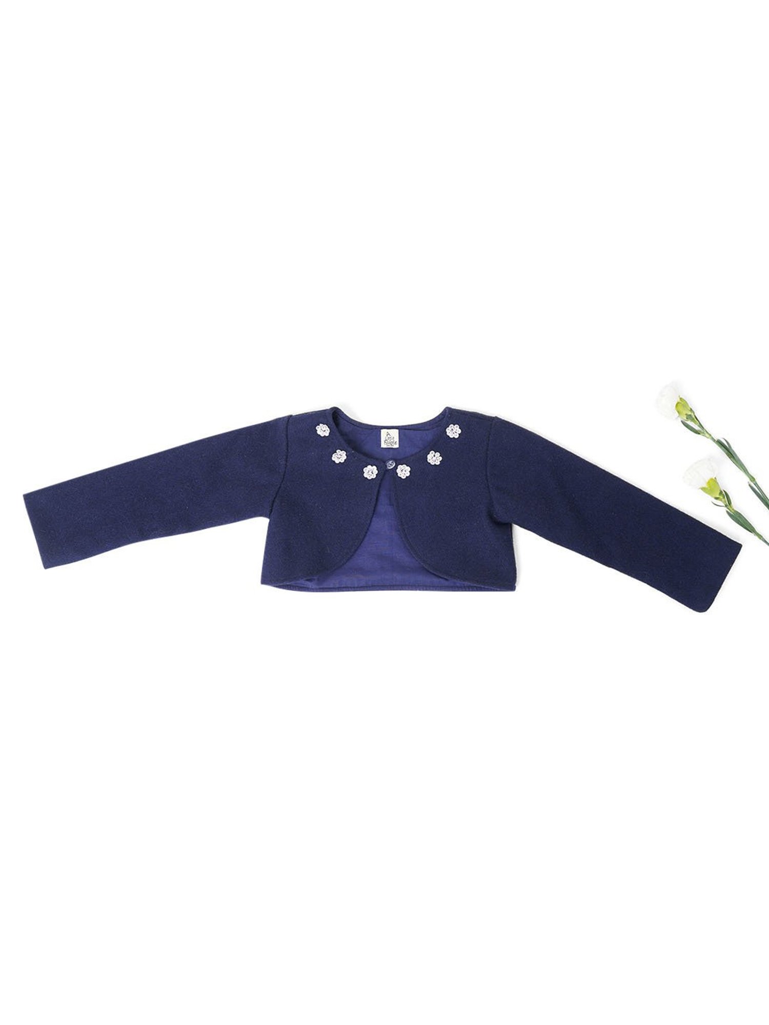 A Little Fable Kids Navy Applique Full Sleeves Shurg