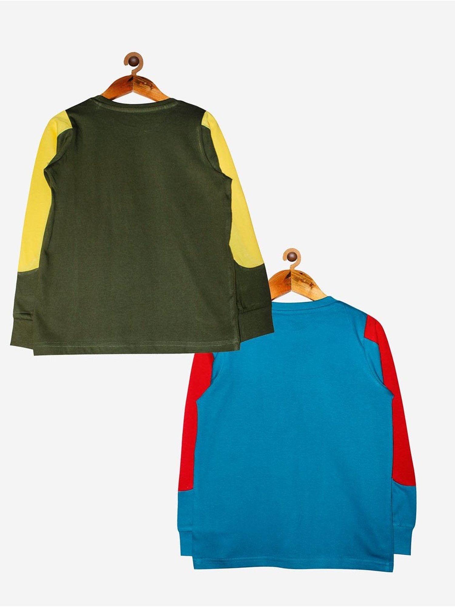 Kiddopanti Kids Green & Blue Printed T-Shirt (Pack Of 2)