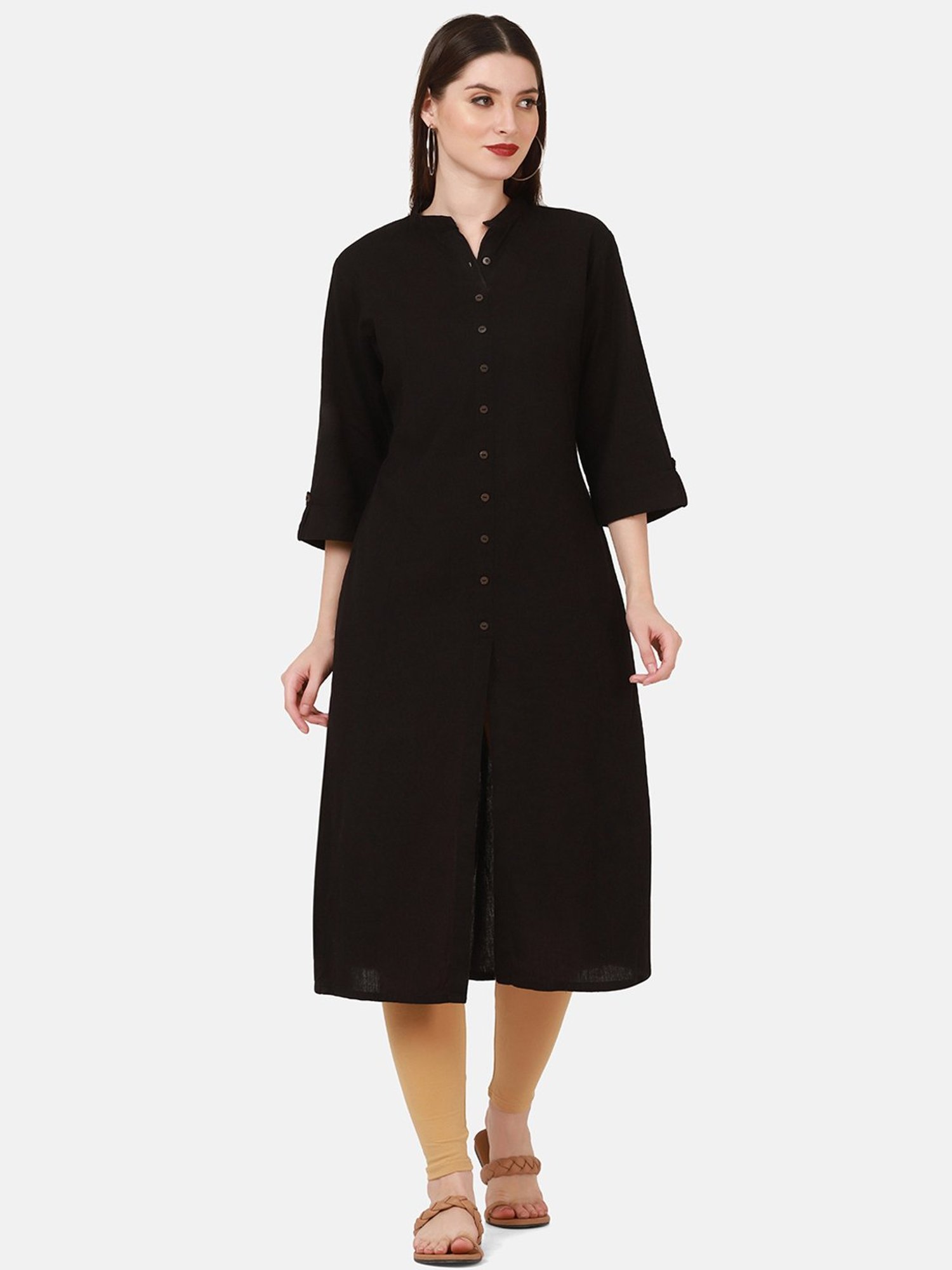 BUYNEWTREND Beige Cotton Leggings