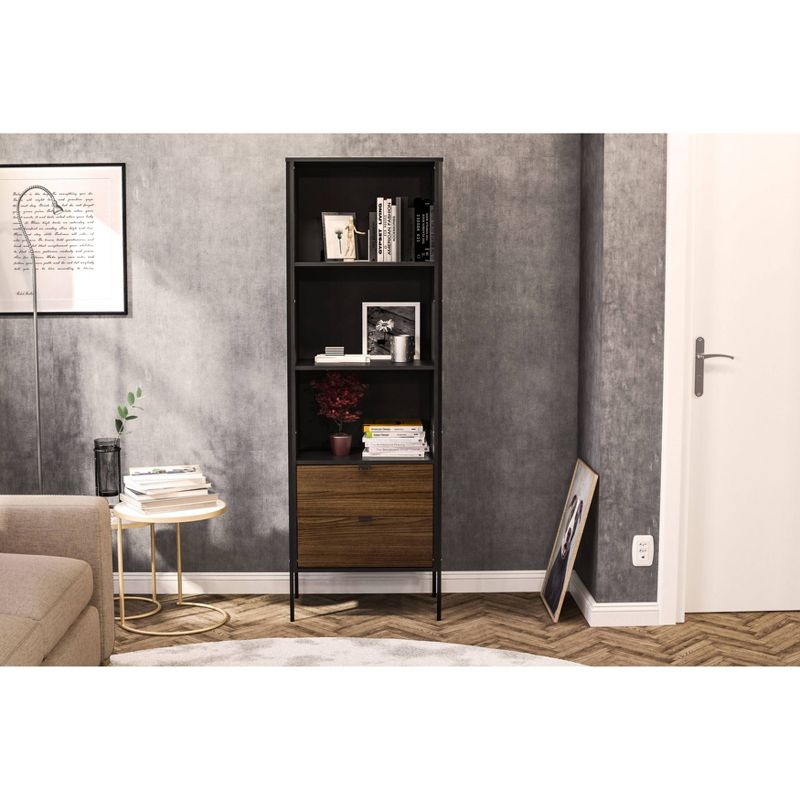71" Mallorca Bookshelf Black/Dark Brown - Chique