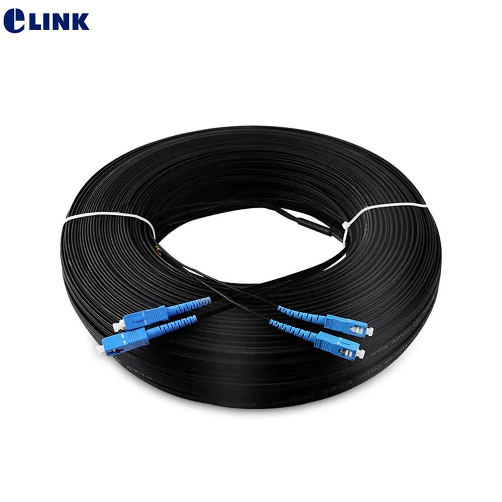 280M SC/UPC 2 Cores Outdoor Drop optic patch cord single mode  Drop Fiber Optic Jumper G652D Patch lead cable 3 steel 280mtr