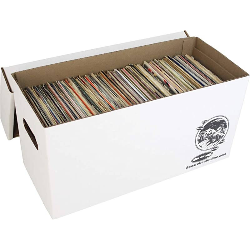 45rpm Vinyl Record Storage Box Sturdy Cardboard with Removable Lid Holds up to 200 Records 10 Boxes 07BC09